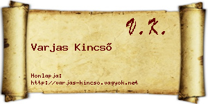 Varjas Kincső névjegykártya